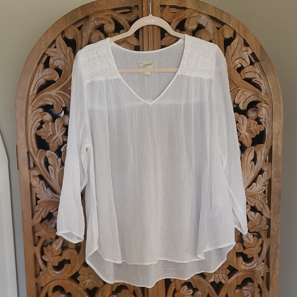 Current/Elliott White V-Neck Blouse